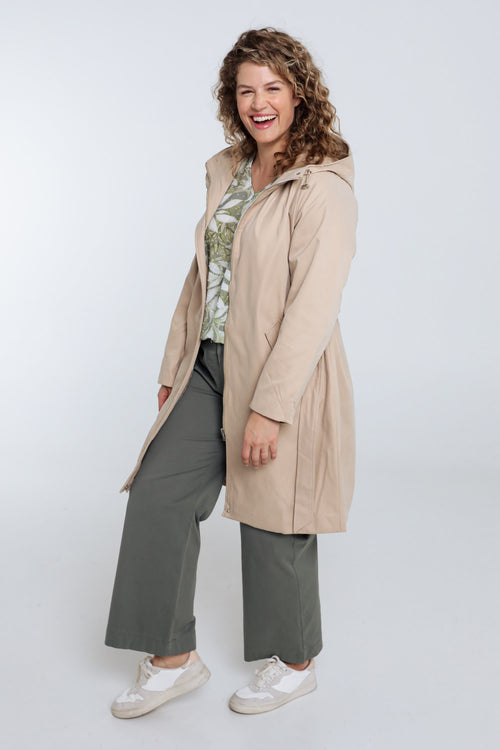 Effen mid-length trenchcoat met capuchon-Paprika-9
