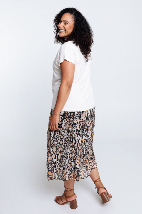 Effen T-shirt in viscose-Paprika-2