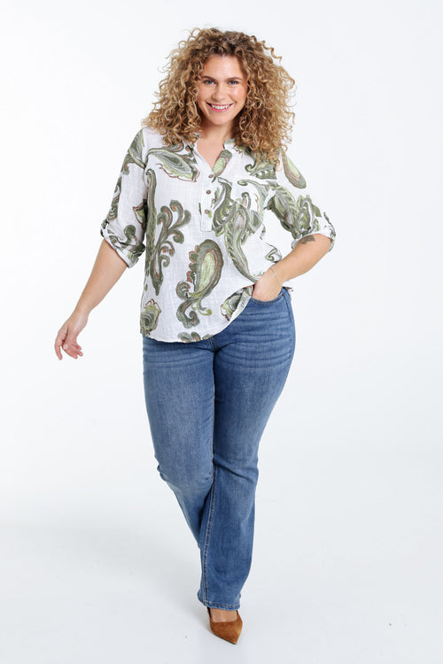 Blouse van katoen gaas met paisleyprint-Paprika-7