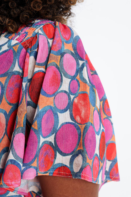 Blouse van viscose met ronde print-Paprika-5