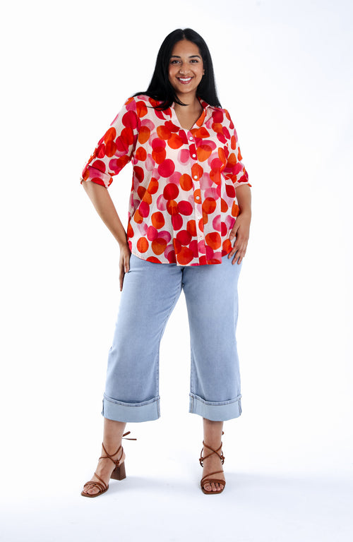 Blouse van katoen met ronde print-Paprika-8