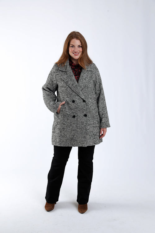 Manteau mi-long motif chevrons-Paprika-7