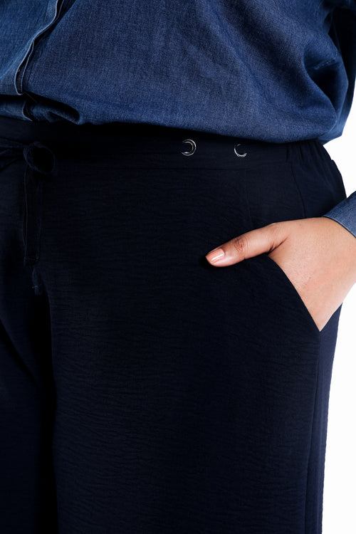 Effen wijde 7/8 broek-Paprika-3