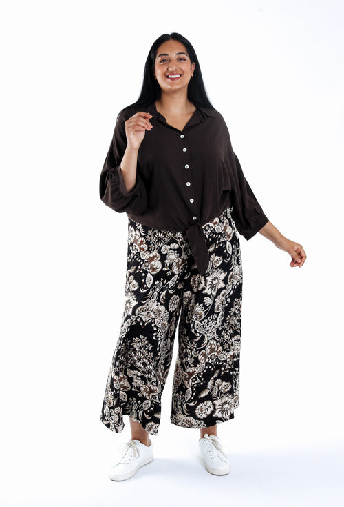 Chemise à nouer en lin et viscose unie-Paprika-6