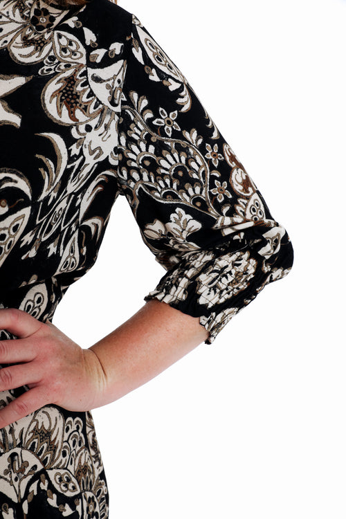 Robe courte en viscose imprimé floral-Paprika-7