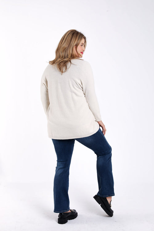 Lange cardigan in effen viscose-Paprika-2