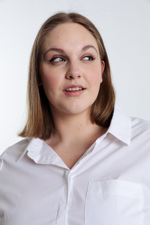 Blouse van effen katoen-Paprika-3