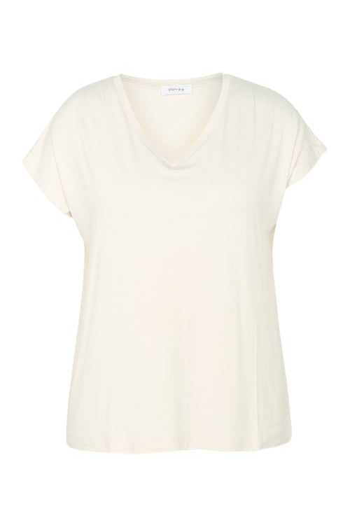 Effen T-shirt in viscose-Paprika-10