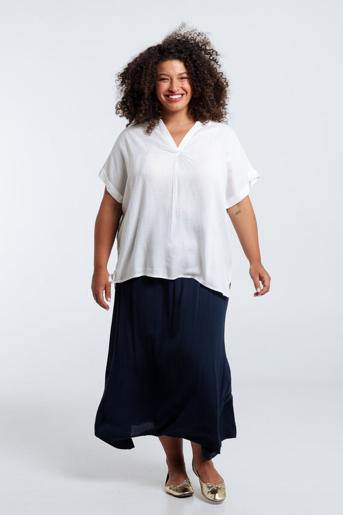 Blouse van viscose met lurexstrepen-Paprika-9