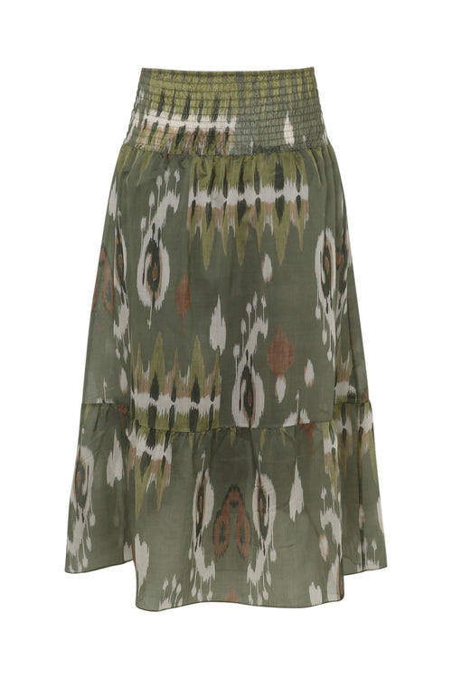 Mid-length jurk van viscose met etnische print-Paprika-11
