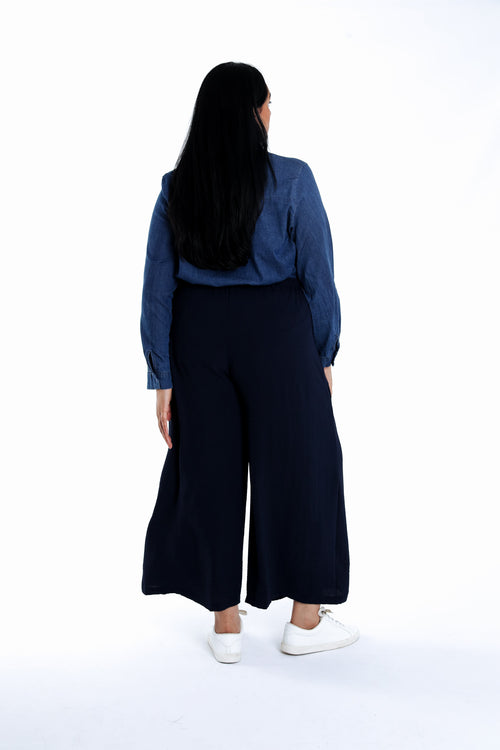 Effen wijde 7/8 broek-Paprika-2