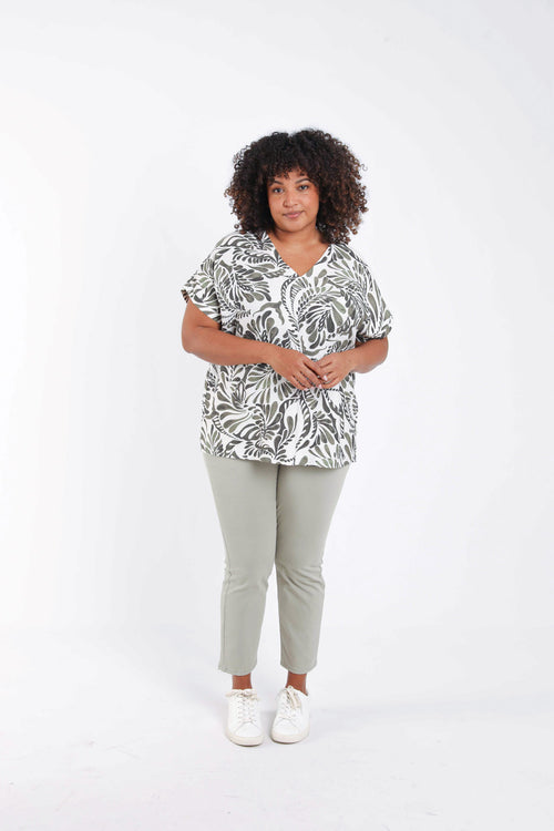 Blouse van tweekleurige viscose met paisleyprint-Paprika-8