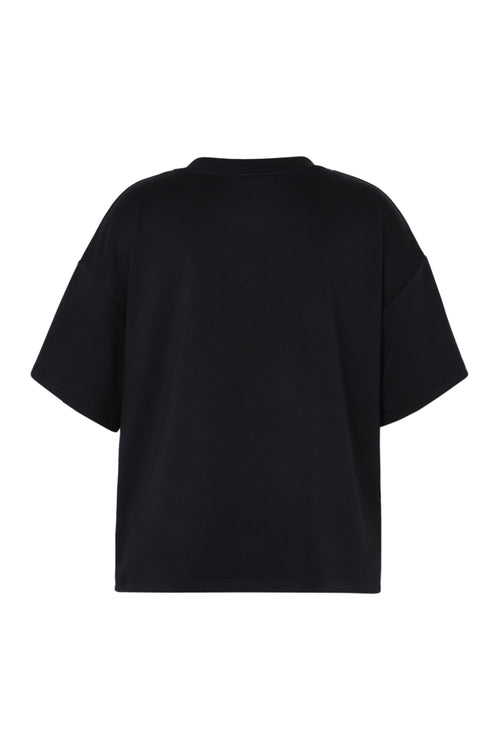 Effen T-shirt met decoratieve knopen-Paprika-11
