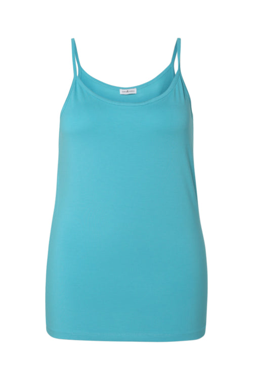 Top met fijne bandjes van uni viscose-Paprika-1