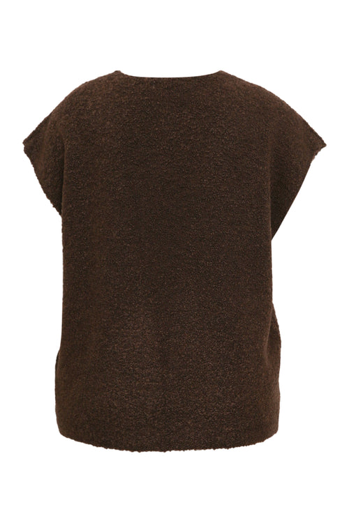 Gilet sans manches maille bouclette uni-Paprika-11