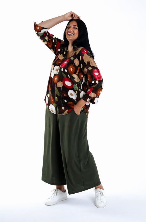 Blouse van bedrukt viscose met klaprozen-Paprika-7