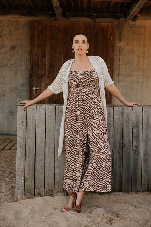 Lange unif geklede katoenen gilet-Paprika-1