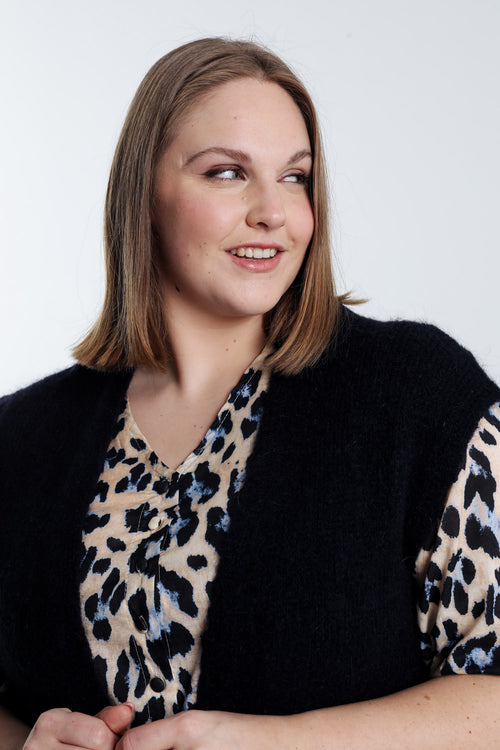 Effen mouwloos vest-Paprika-6