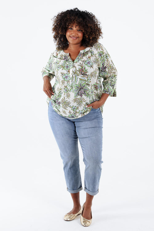 Katoenen blouse met bloemenprint-Paprika-7