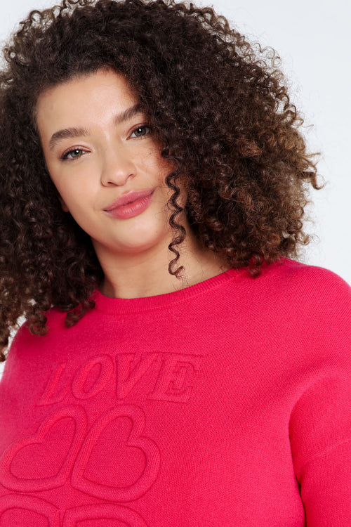 Pull uni lettrage en relief "Love"-Paprika-5