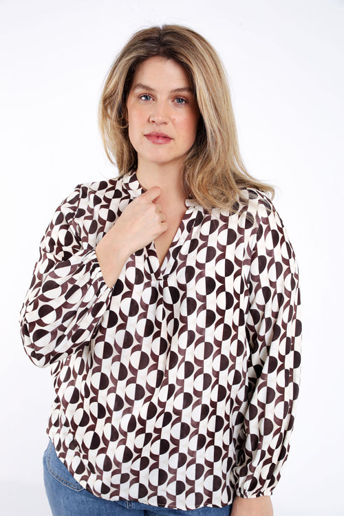 Blouse van bedrukt viscose met grafisch dessin-Paprika-6