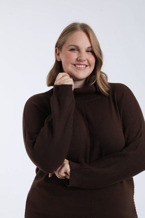 Effen tuniektrui met coltrui-Paprika-5