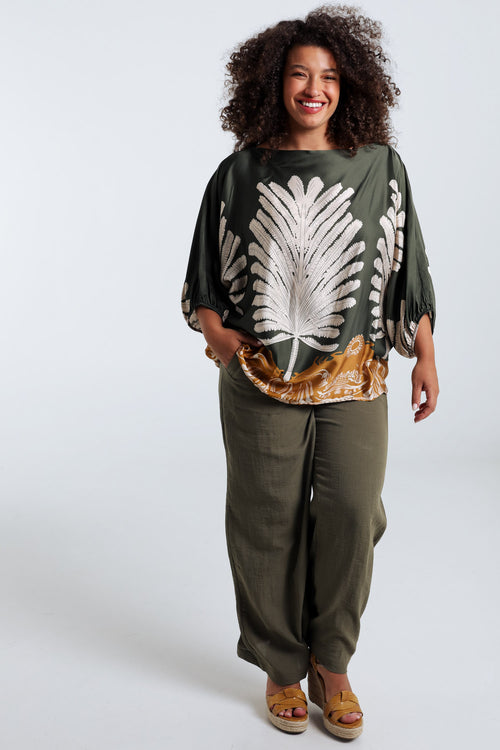 Blouse van viscose met palmprint-Paprika-8