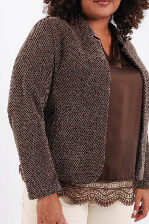 Bicolor jacquard jasje met lurex-Paprika-5