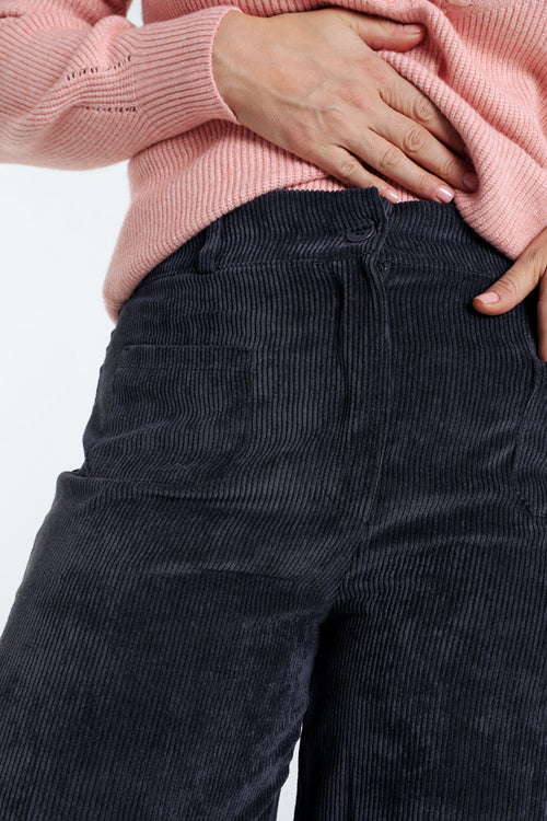 Wijde broek in fluweel-Paprika-4