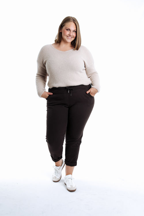 Effen lichte katoenen chino broek-Paprika-5