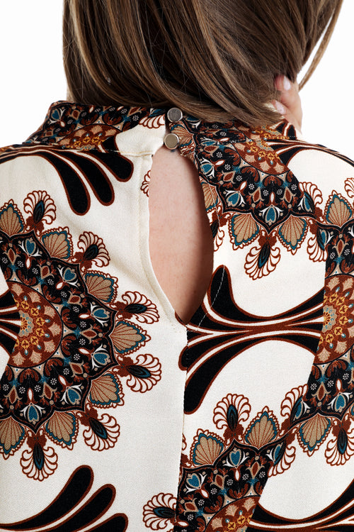 Blouse en viscose imprimé graphique-Paprika-4