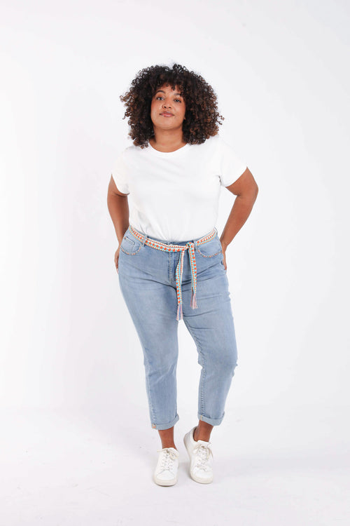 Jeans Louise slim 3/4 met fantasie riem-Paprika-7