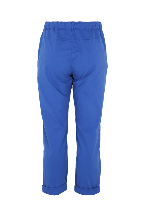 Effen 7/8-chinobroek in licht katoen met losse broekspijpen-Paprika-9