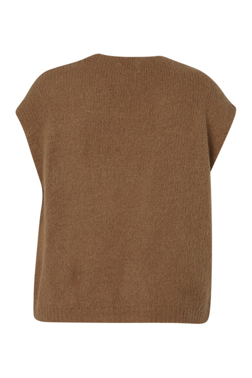 Effen mouwloos vest-Paprika-11