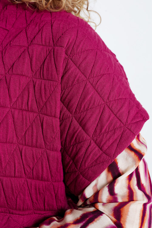 Gewatteerde effen kimono jas-Paprika-3