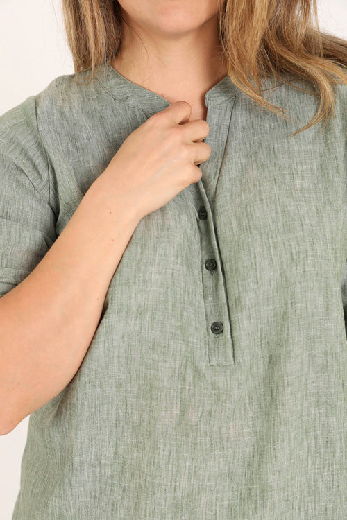 Effen gemêleerde blouse-Paprika-4