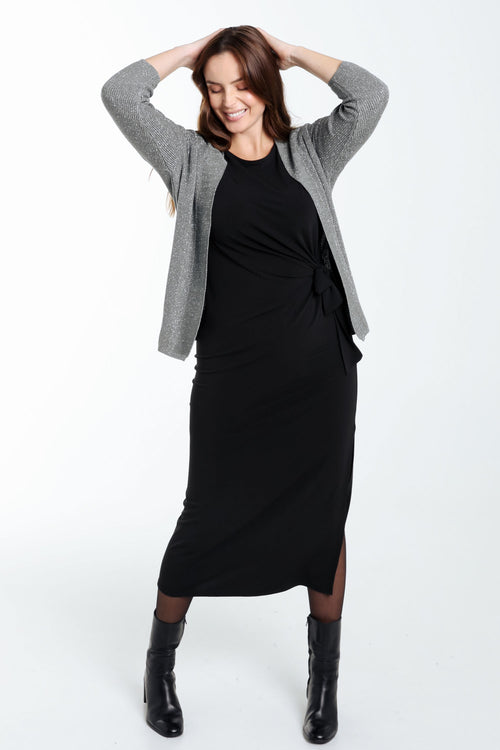 Korte, effen cardigan in viscose met lurex-Paprika-9