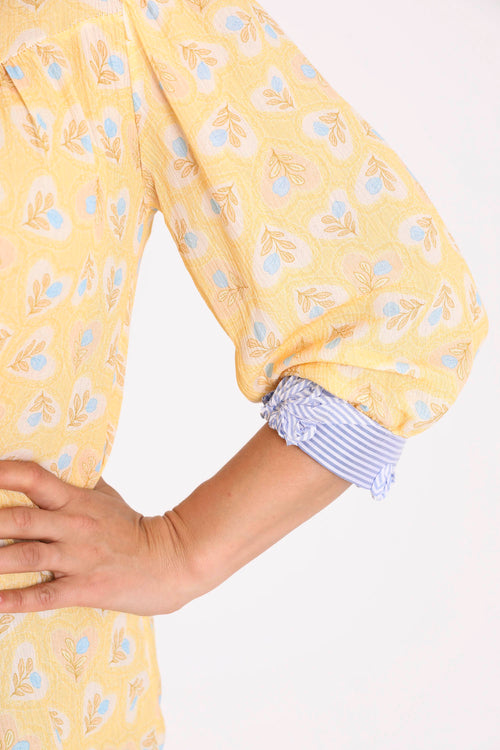 Blouse en viscose imprimé fleurs et rayures-Paprika-4