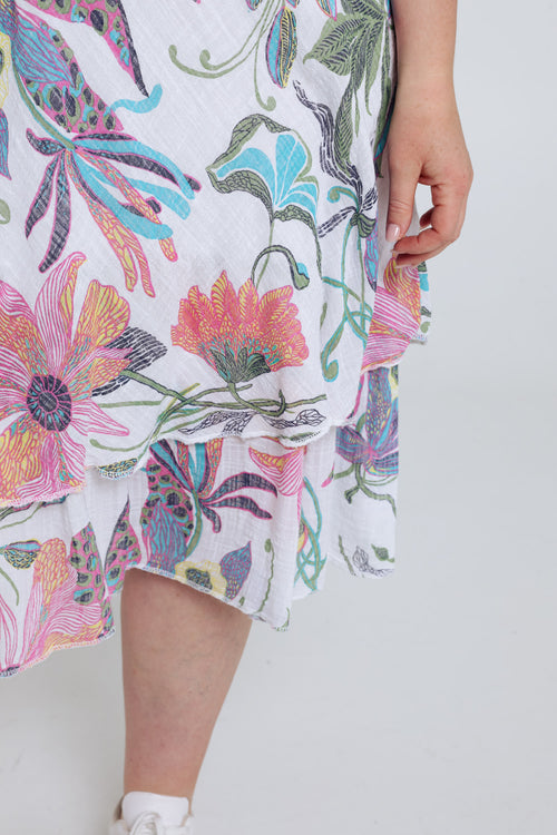 Katoenen mousseline jurk met bloemenprint-Paprika-5
