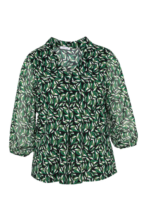 T-shirt met bladerenprint-Paprika-10