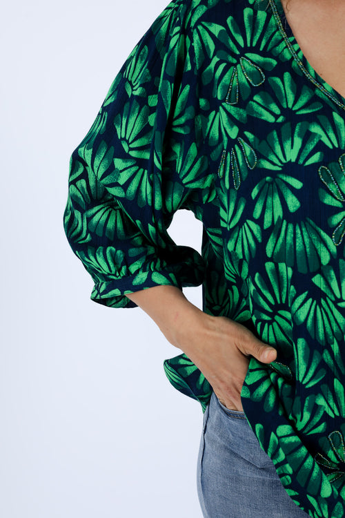 Blouse en viscose imprimé floral-Paprika-3
