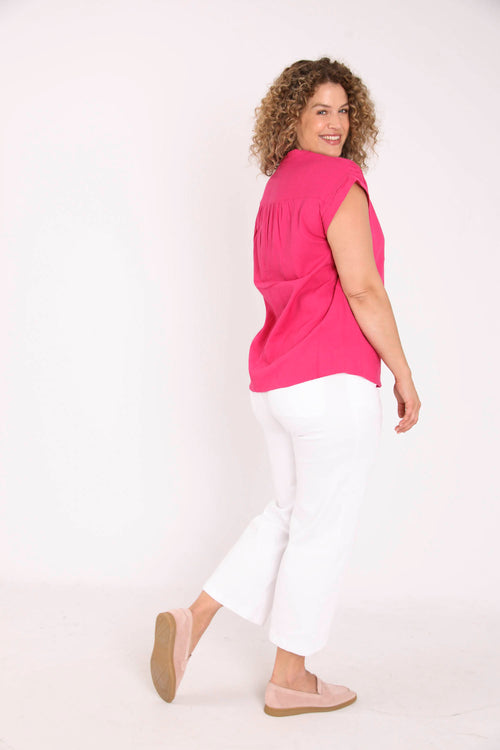 Top en coton uni-Paprika-1