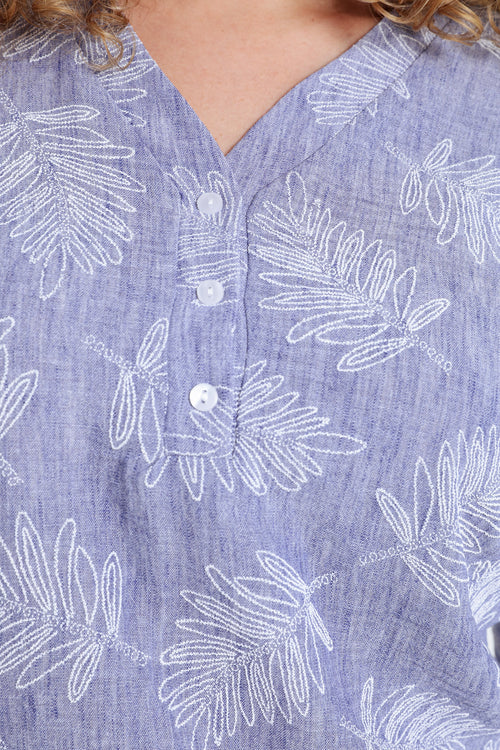Tweekleurige blouse met bladdetail-Paprika-4