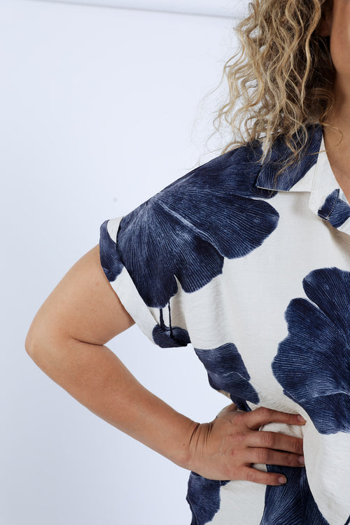Blouse met bladerenprint-Paprika-6