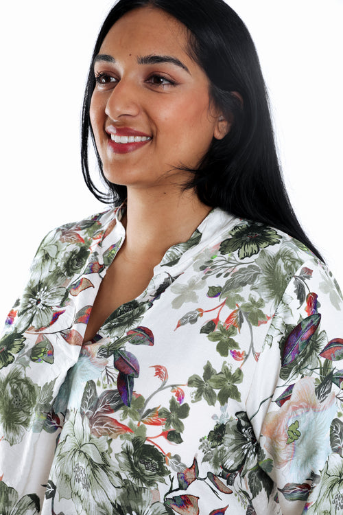 Blouse en viscose imprimé fleuri-Paprika-3