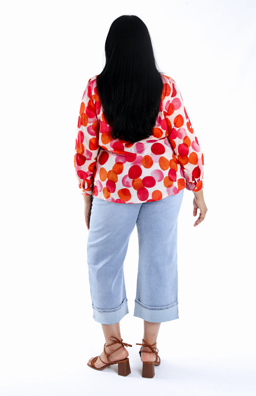 Blouse van katoen met ronde print-Paprika-2