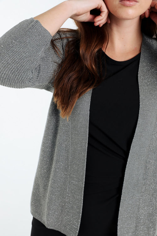 Korte, effen cardigan in viscose met lurex-Paprika-6
