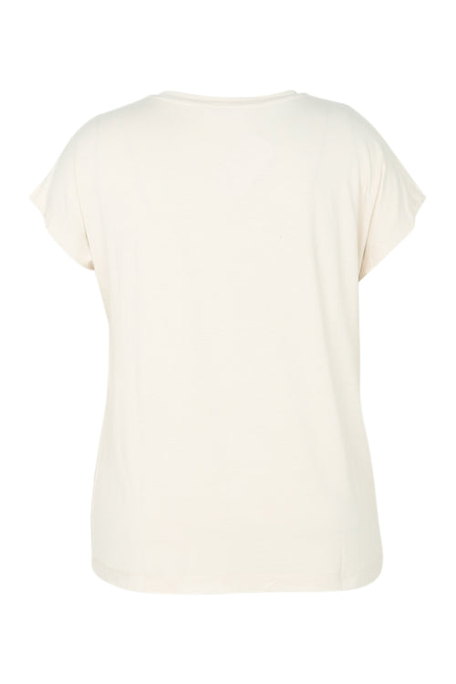 Effen T-shirt in viscose-Paprika-11