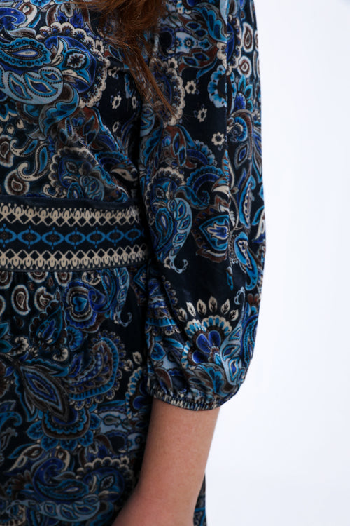 Robe en velours imprimé cachemire-Paprika-5