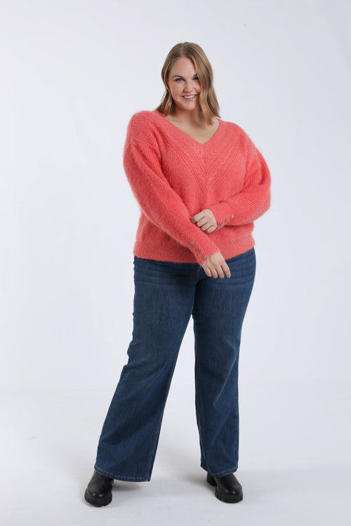 Pull maille poilue uni-Paprika-6